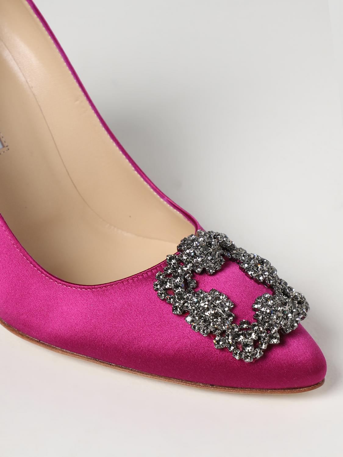 Manolo Blahnik Hangisi décolleté in satin - Plum | 9XX06640038