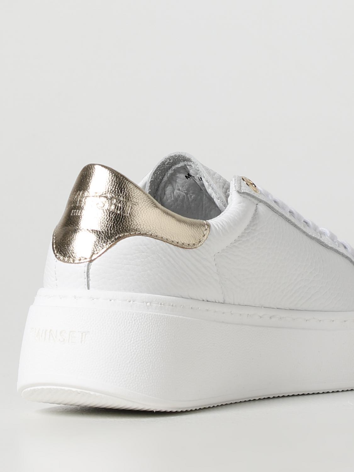 TWINSET SNEAKERS: Sneakers Twinset in nappa martellata, Bianco - Img 3