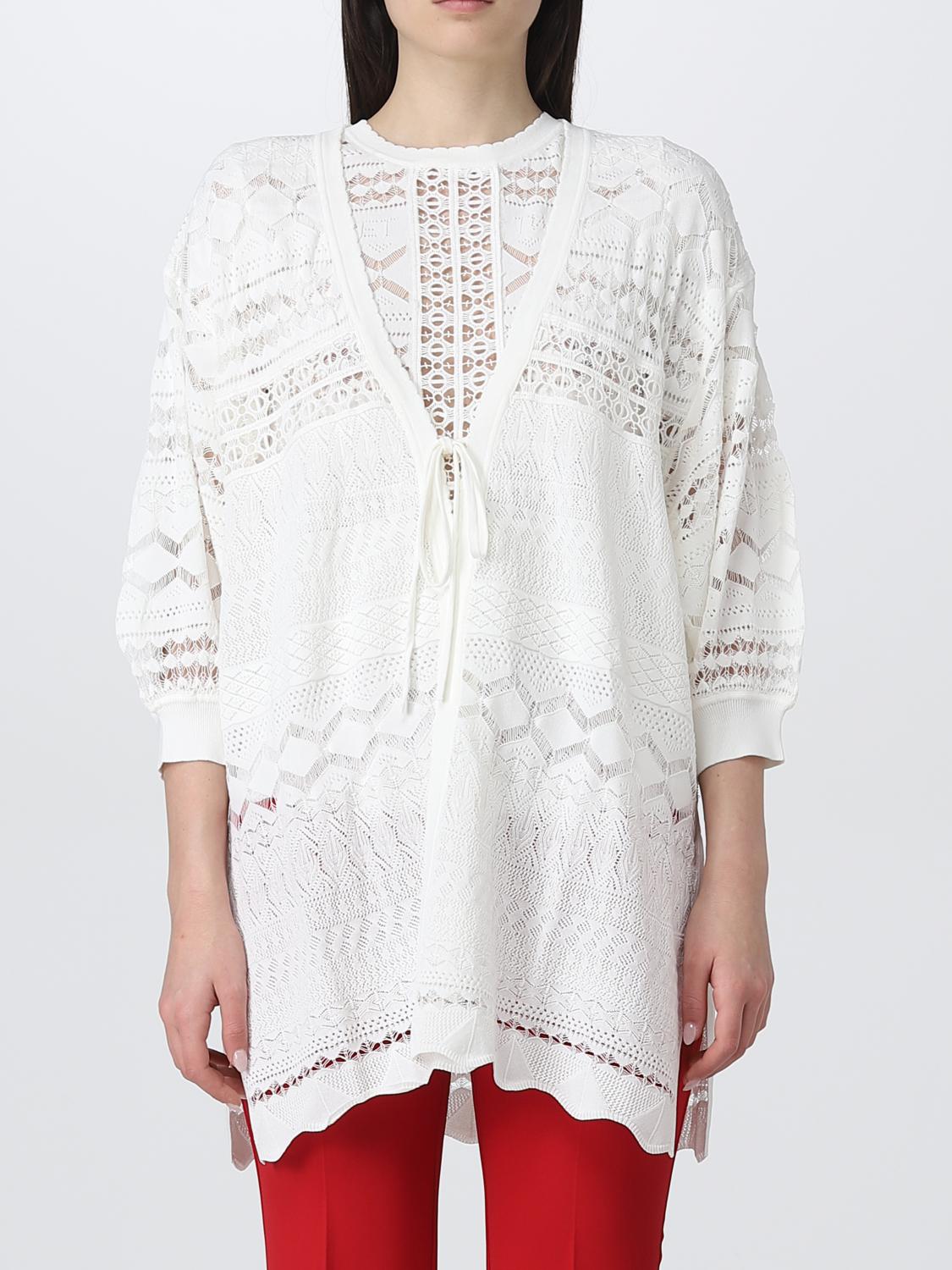 TWINSET CARDIGAN: Cardigan Twinset in viscosa stretch, Bianco - Img 1