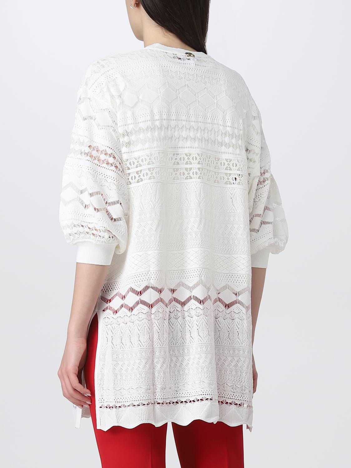 TWINSET CARDIGAN: Cardigan Twinset in viscosa stretch, Bianco - Img 2