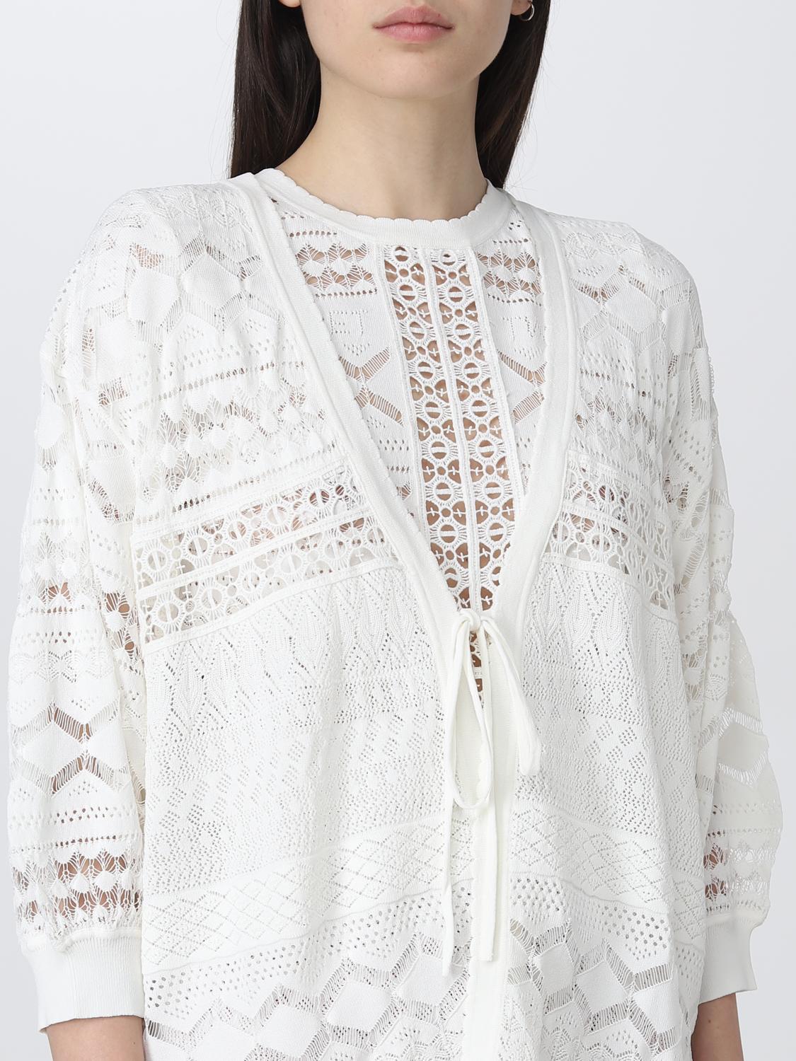 TWINSET CARDIGAN: Cardigan Twinset in viscosa stretch, Bianco - Img 4