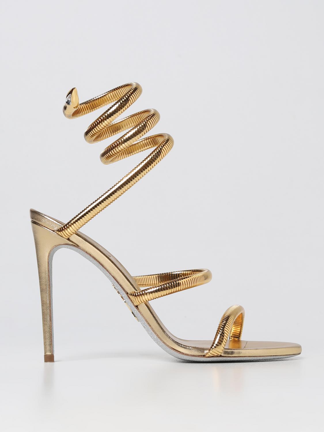 RENE CAOVILLA: Juniper Renè Caovilla Sandals in Tubogas - Gold | Rene