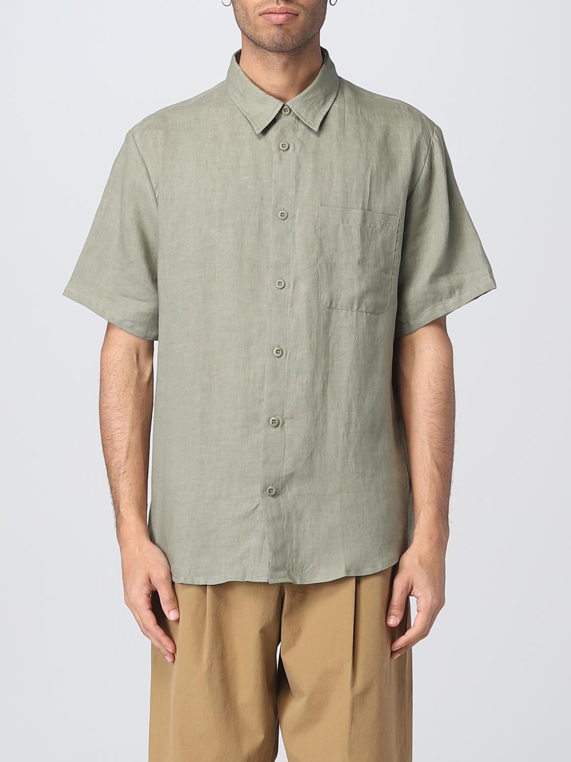 A.P.C. CAMICIA: Camicia A.P.C. in lino, Verde - Img 1