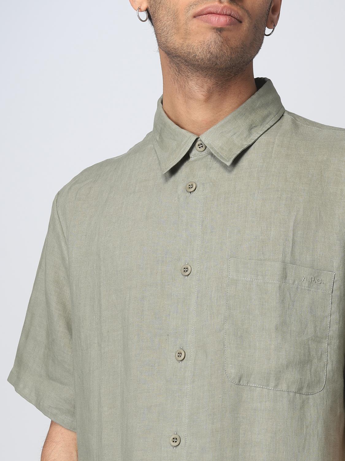A.P.C. CAMICIA: Camicia A.P.C. in lino, Verde - Img 4