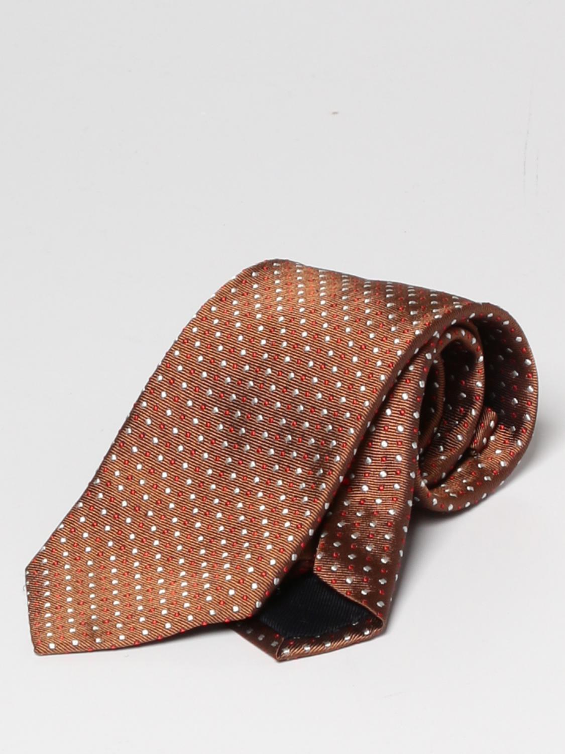 FIORIO CRAVATTA: Cravatta Fiorio in seta con pois jacquard, Marrone - Img 1