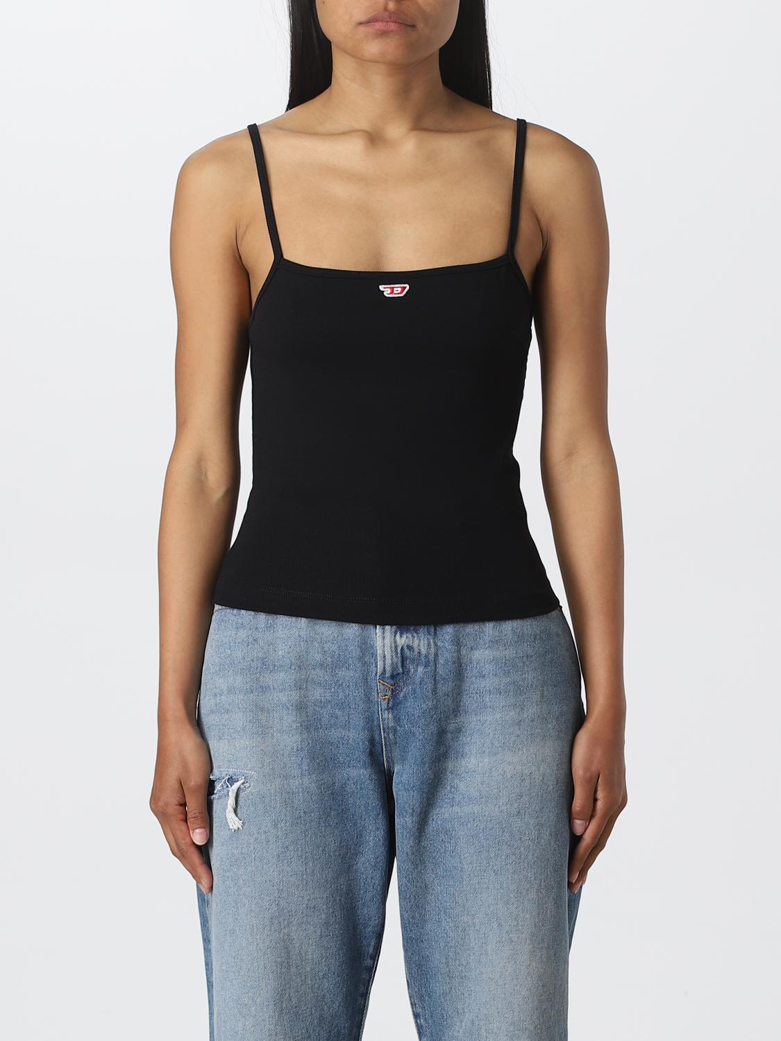 DIESEL TOP: Top Diesel in cotone stretch, Nero - Img 1
