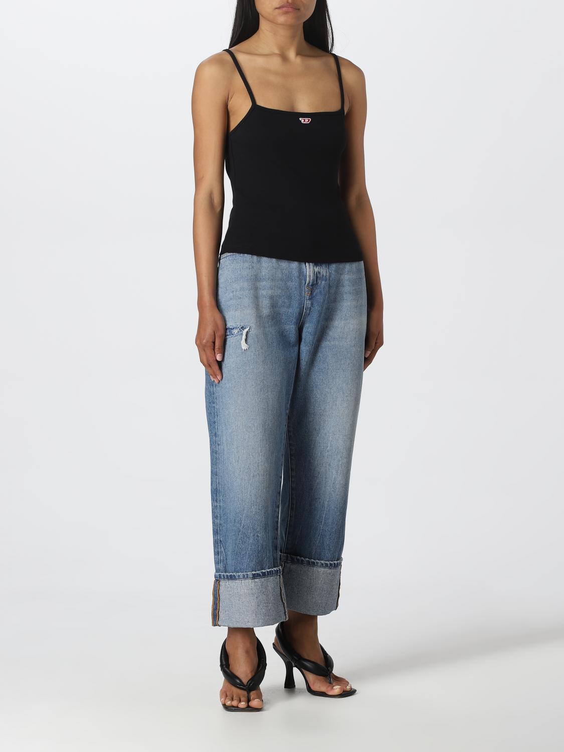 DIESEL TOP: Top Diesel in cotone stretch, Nero - Img 2