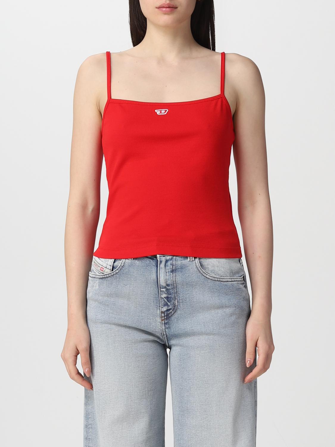 DIESEL TOP: Top Diesel in cotone stretch, Rosso - Img 1