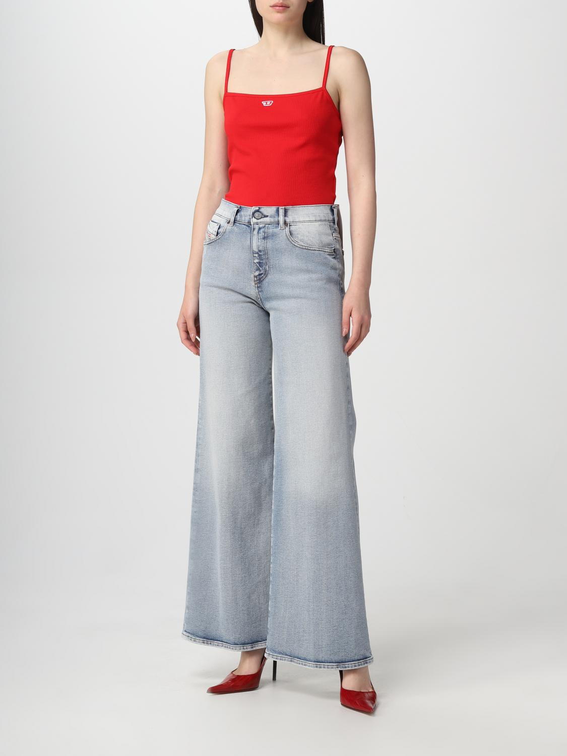 DIESEL TOP: Top Diesel in cotone stretch, Rosso - Img 2