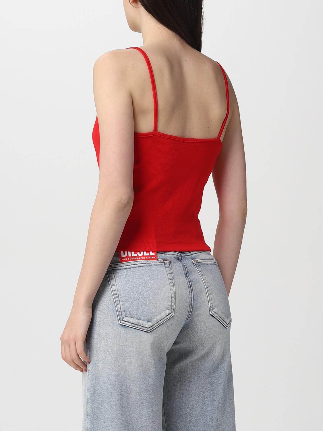 DIESEL TOP: Top Diesel in cotone stretch, Rosso - Img 3