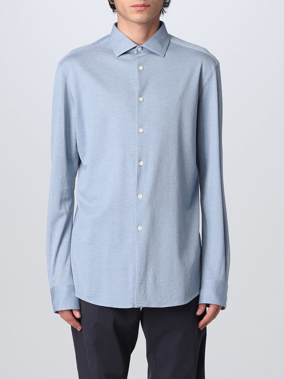 ZEGNA CAMICIA: Camicia Zegna in cotone, Azzurro - Img 1