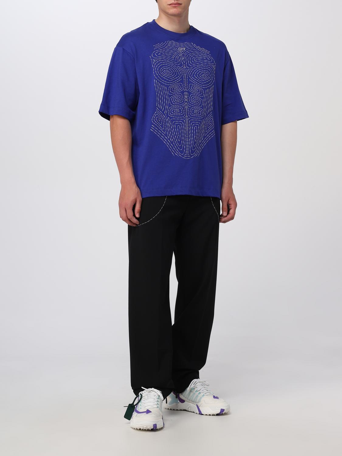 Tシャツ・カットソー Off-White Men T-shirt Blue OMAA120S23JER020 6901 Off-Whiteアウトレット：Tシャツ メンズ - ブルー | GIGLIO.COM