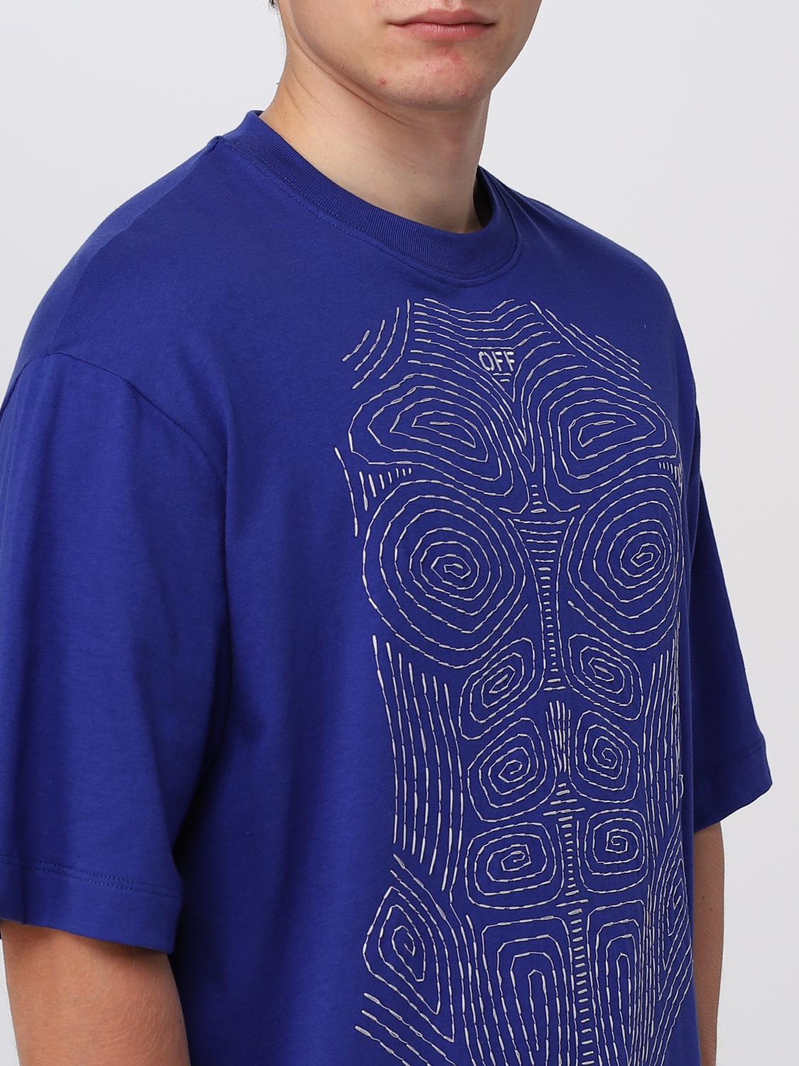Tシャツ・カットソー Off-White Men T-shirt Blue OMAA120S23JER020 6901 Off-Whiteアウトレット：Tシャツ メンズ - ブルー | GIGLIO.COM