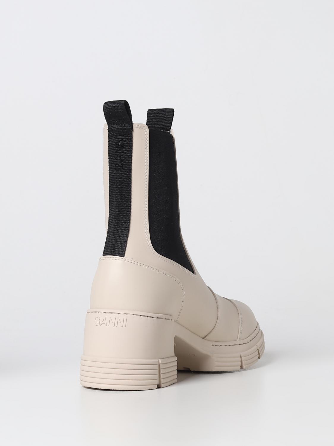 ショートブーツ・ブーティ GANNI Woman Flat ankle boots Yellow Cream S2023 873 Ganni Outlet: rubber boots - Yellow Cream | Ganni flat ankle