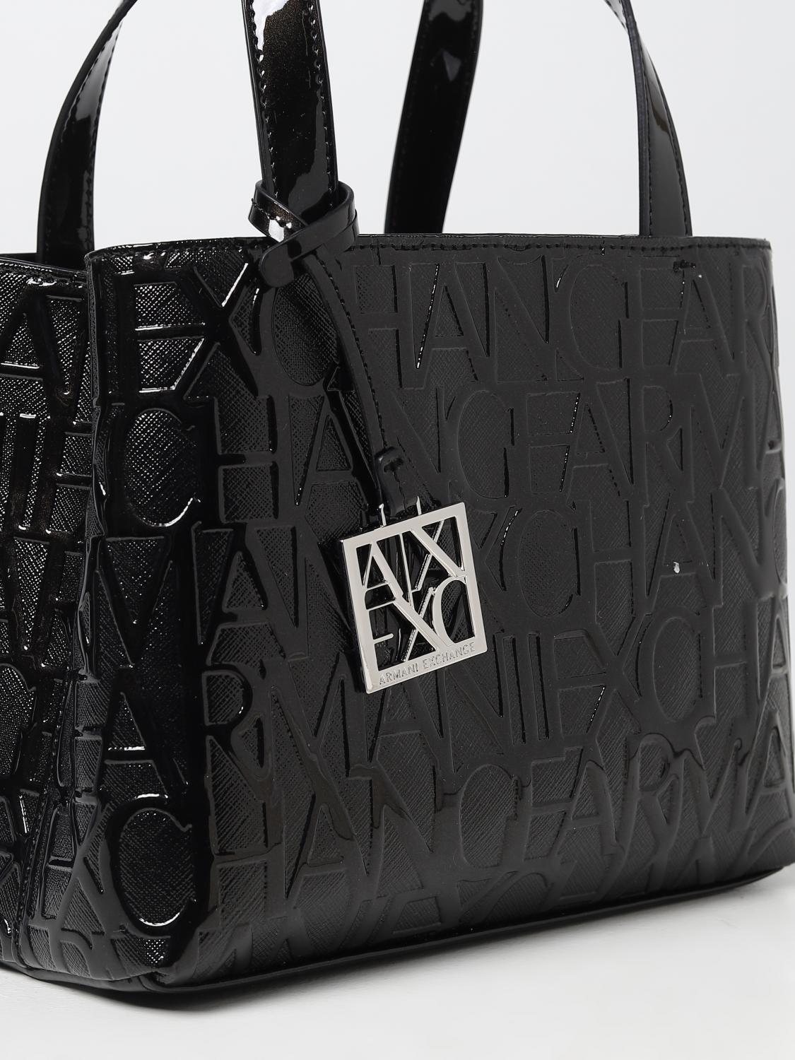 ARMANI EXCHANGE BORSA A SPALLA: Borsa Armani Exchange in pelle sintetica con logo all-over in gomma, Nero - Img 3