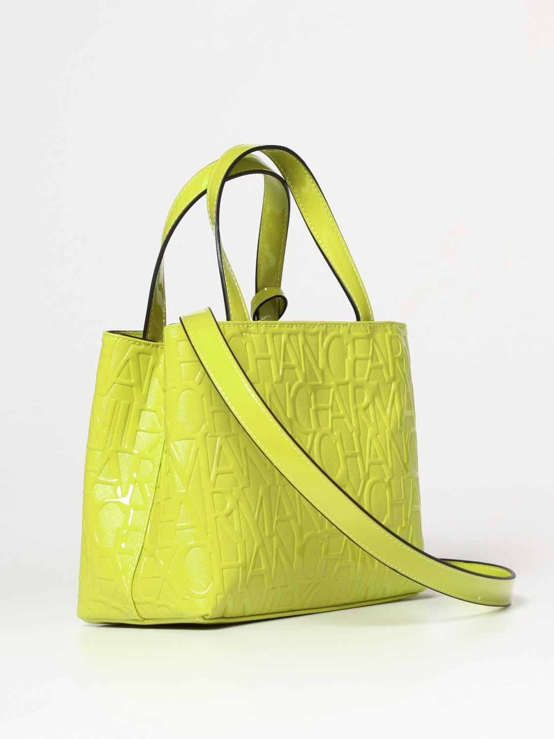 ARMANI EXCHANGE BORSA A SPALLA: Borsa Armani Exchange in pelle sintetica con logo all-over in gomma, Lime - Img 2