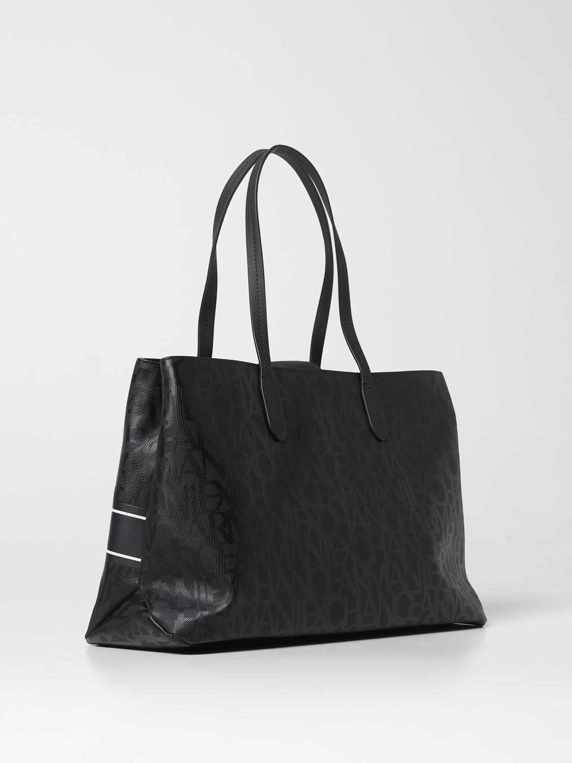 ARMANI EXCHANGE BORSA A SPALLA: Borsa Armani Exchange in pelle sintetica con logo all-over, Nero - Img 2