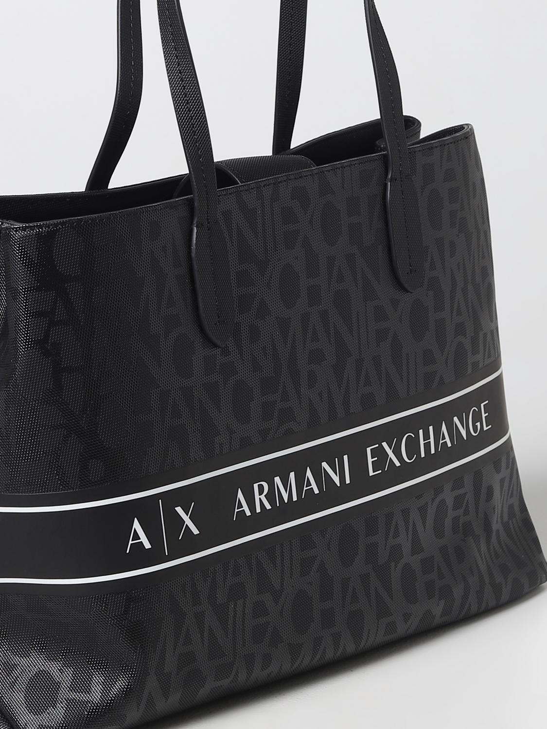 ARMANI EXCHANGE BORSA A SPALLA: Borsa Armani Exchange in pelle sintetica con logo all-over, Nero - Img 3