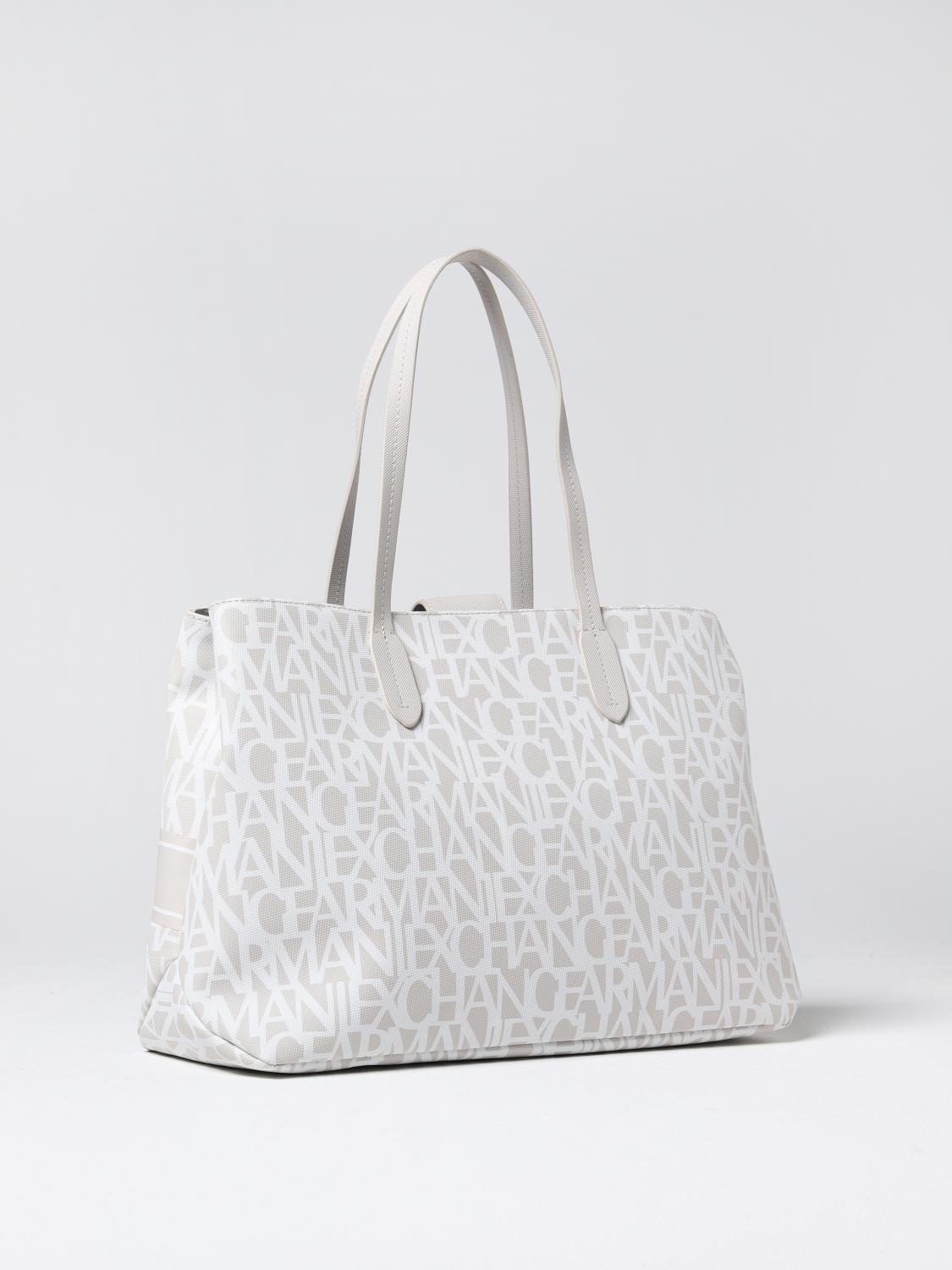 ARMANI EXCHANGE BORSA A SPALLA: Borsa Armani Exchange in pelle sintetica con logo all-over, Beige - Img 2