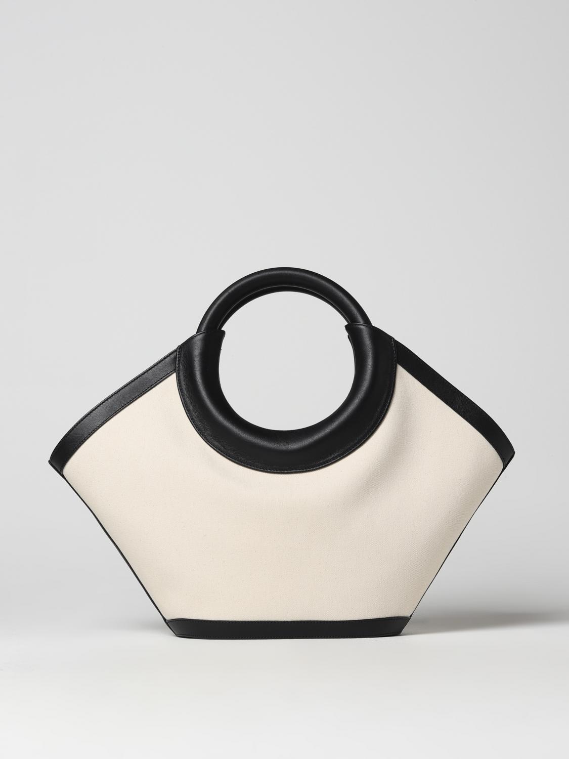 HEREU BORSA TOTE: Borsa Cabasso Hereu in canvas e pelle, Bianco - Img 1