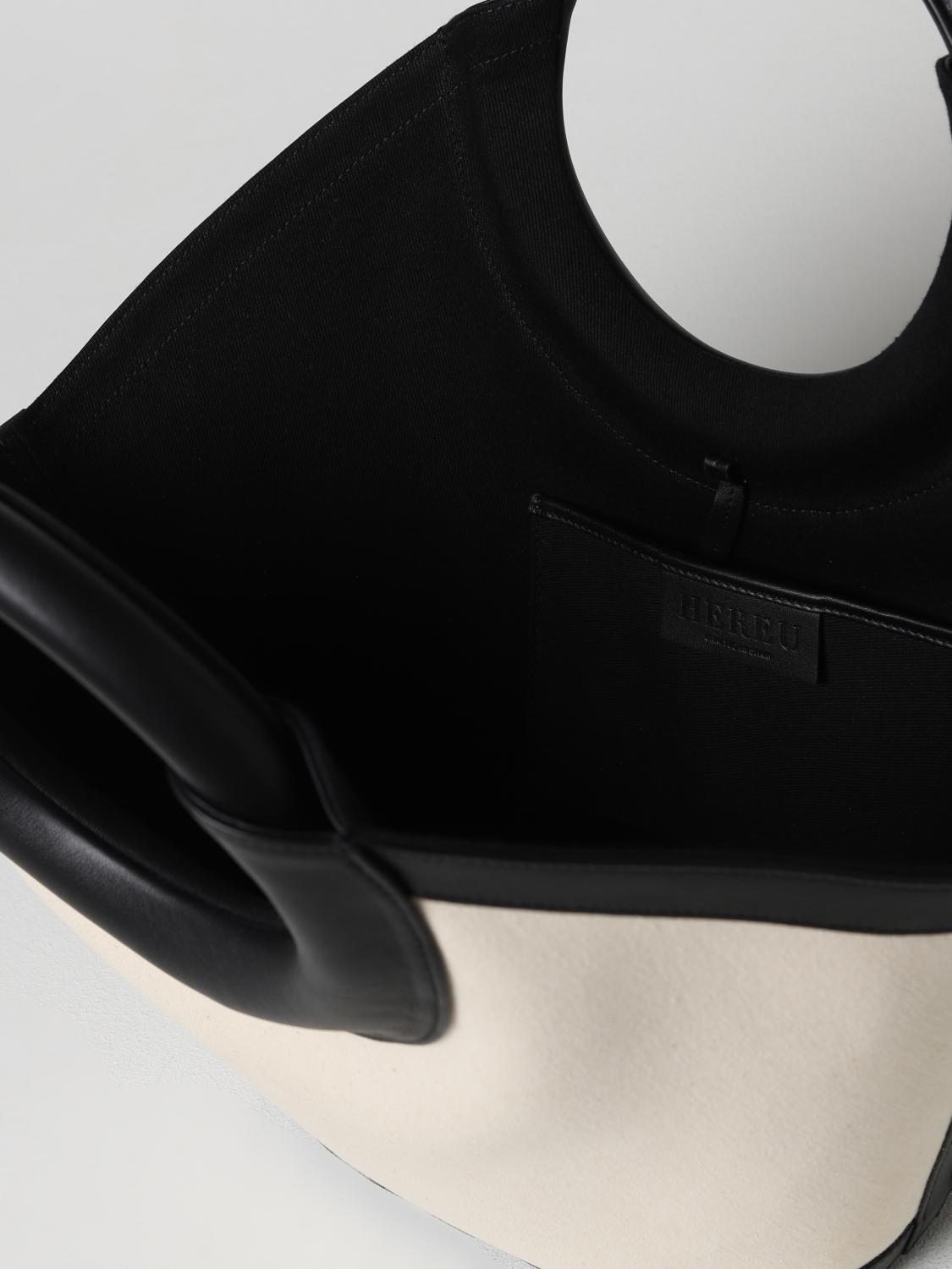 HEREU BORSA TOTE: Borsa Cabasso Hereu in canvas e pelle, Bianco - Img 4