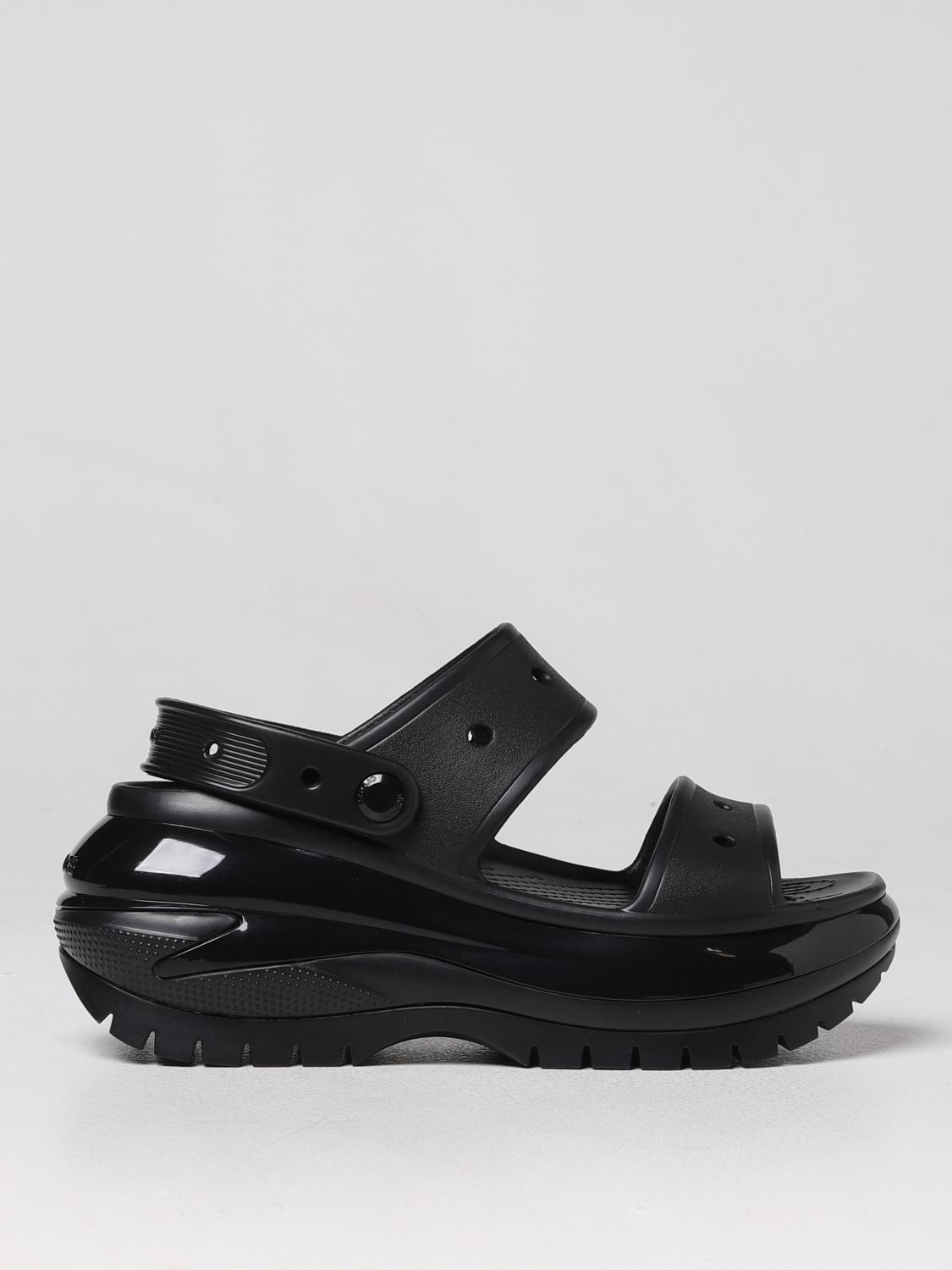 CROCS SANDALI BASSO: Sandalo Platform Mega Crush Crocs in gomma, Nero - Img 1
