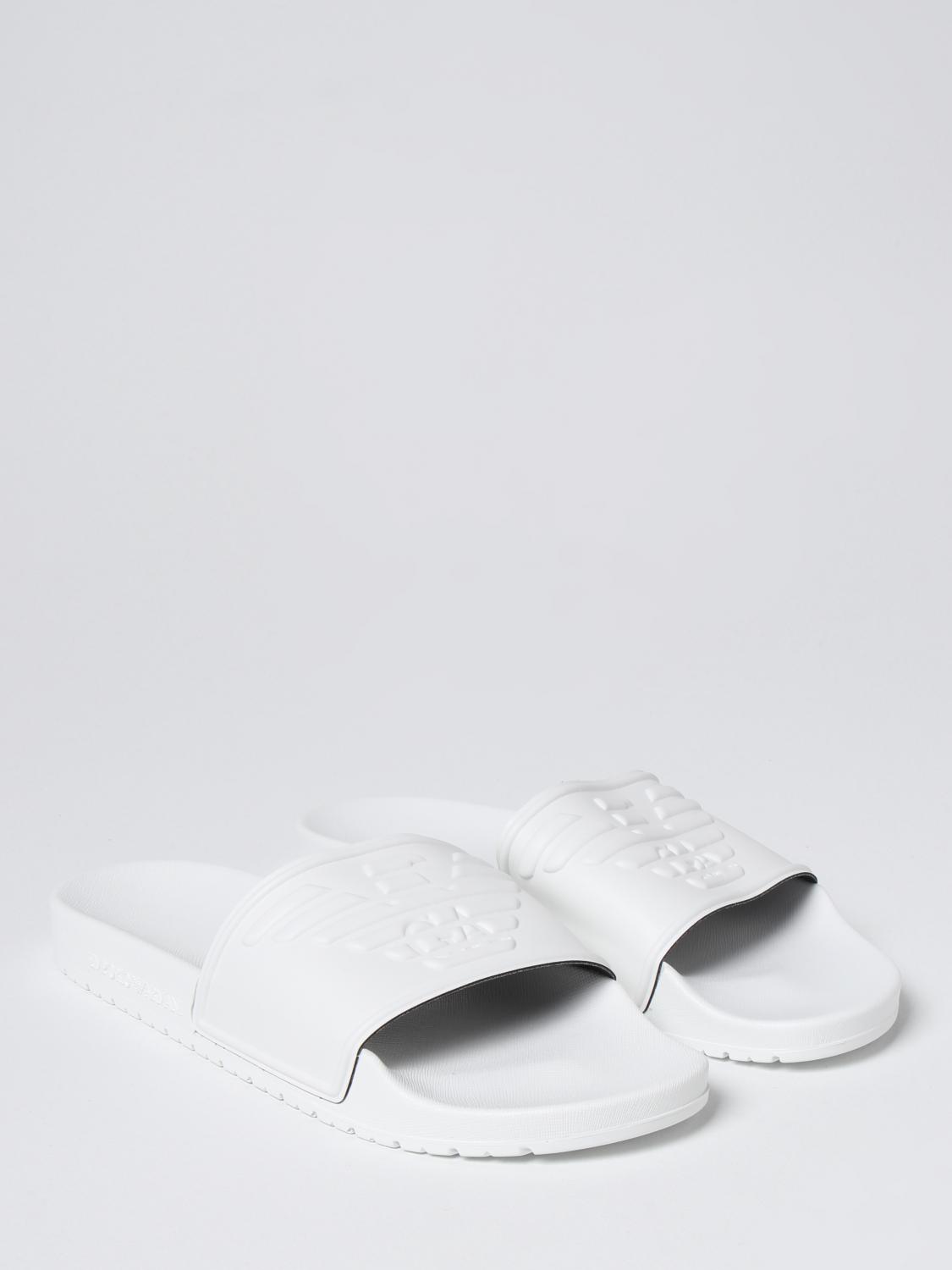 サンダル EMPORIO ARMANI SWIMWEAR Men Sandals White XVPS08 XN747 D611 Emporio Armani - Claquettes XVPS08-XN747 Blanc Noir