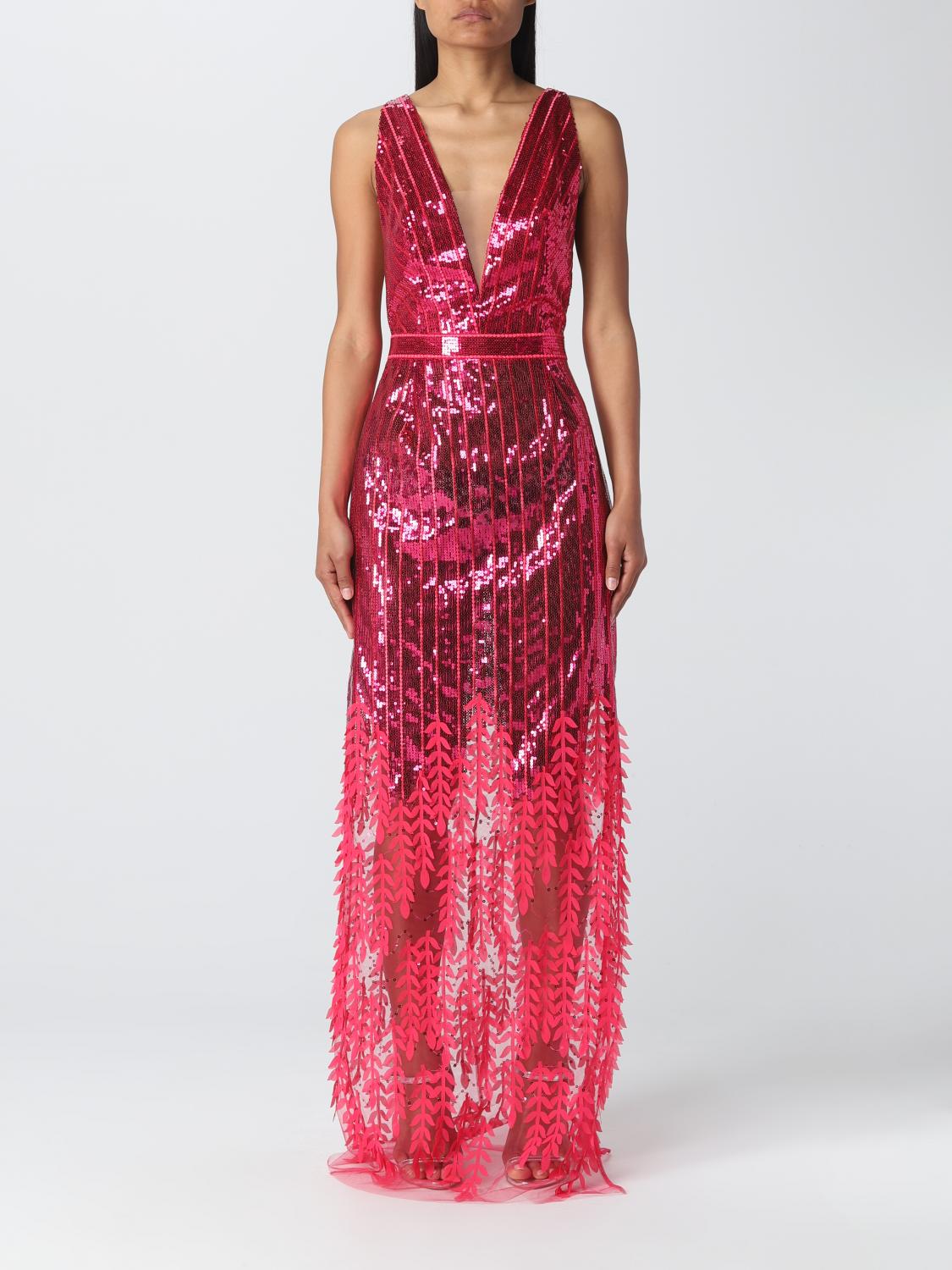 ELISABETTA FRANCHI: dress in sequined fabric - Fuchsia