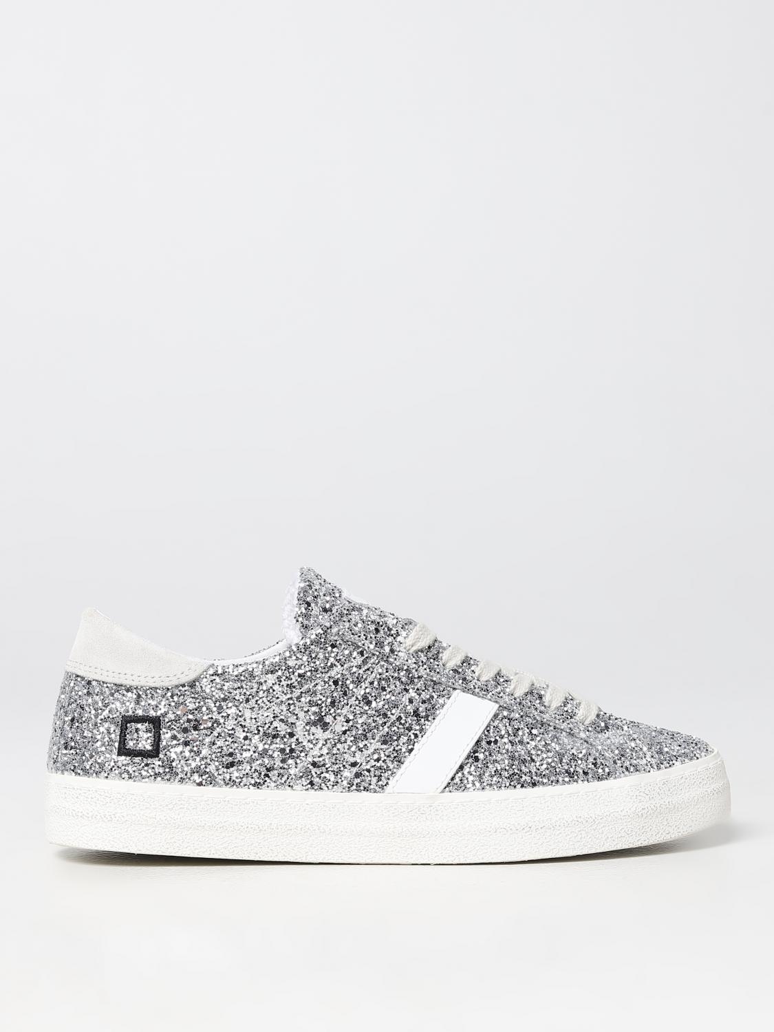 D.A.T.E. SNEAKERS: Sneakers Hill Low D.A.T.E. in tessuto glitterato, Argento - Img 1