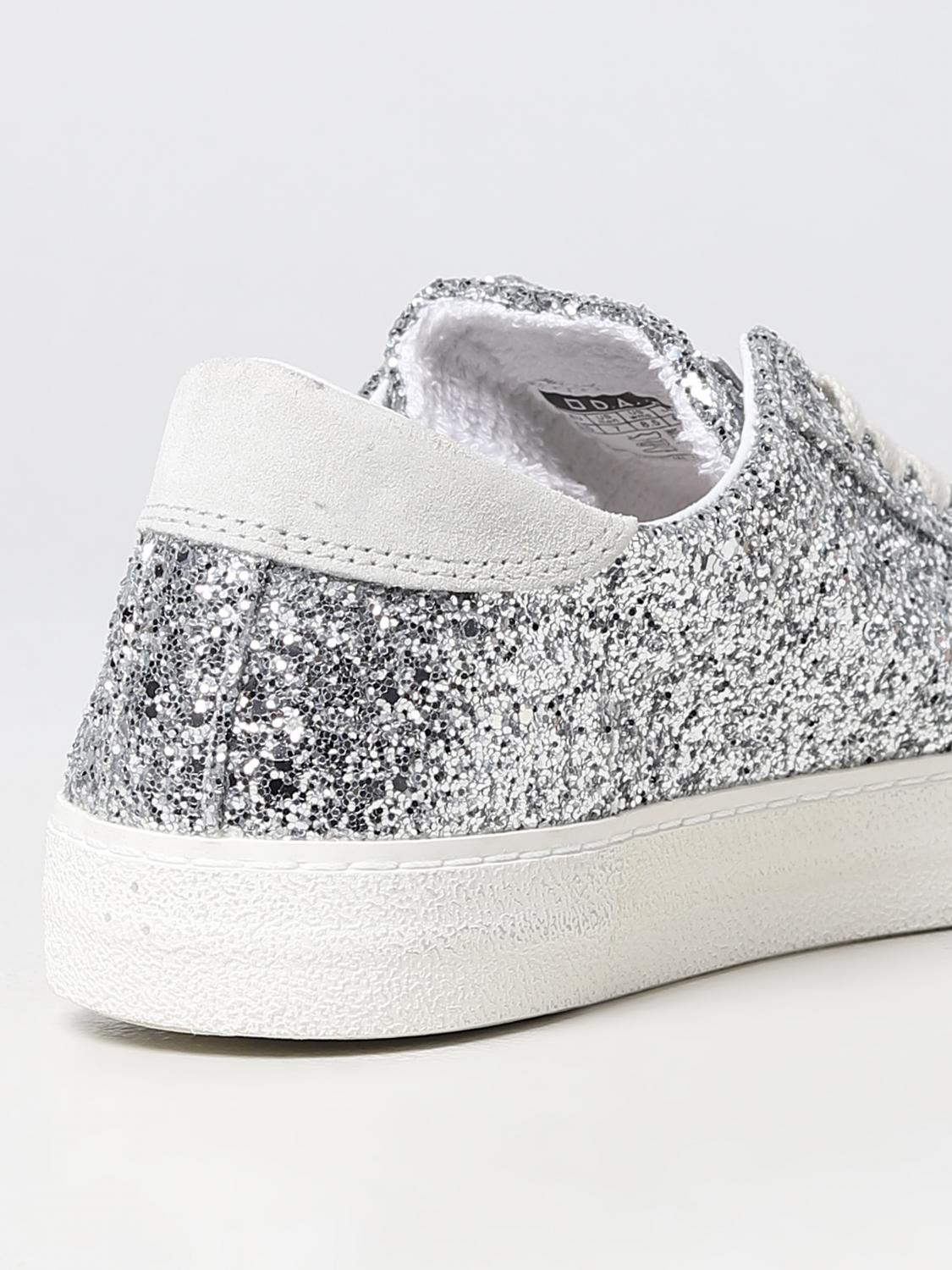 D.A.T.E. SNEAKERS: Sneakers Hill Low D.A.T.E. in tessuto glitterato, Argento - Img 3