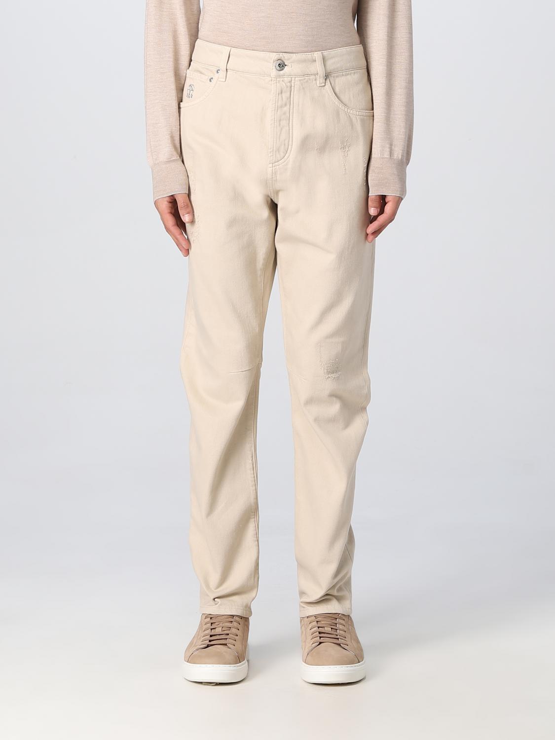 BRUNELLO CUCINELLI 팬츠: 팬츠 남성 Brunello Cucinelli, 옐로우 크림 - Img 1