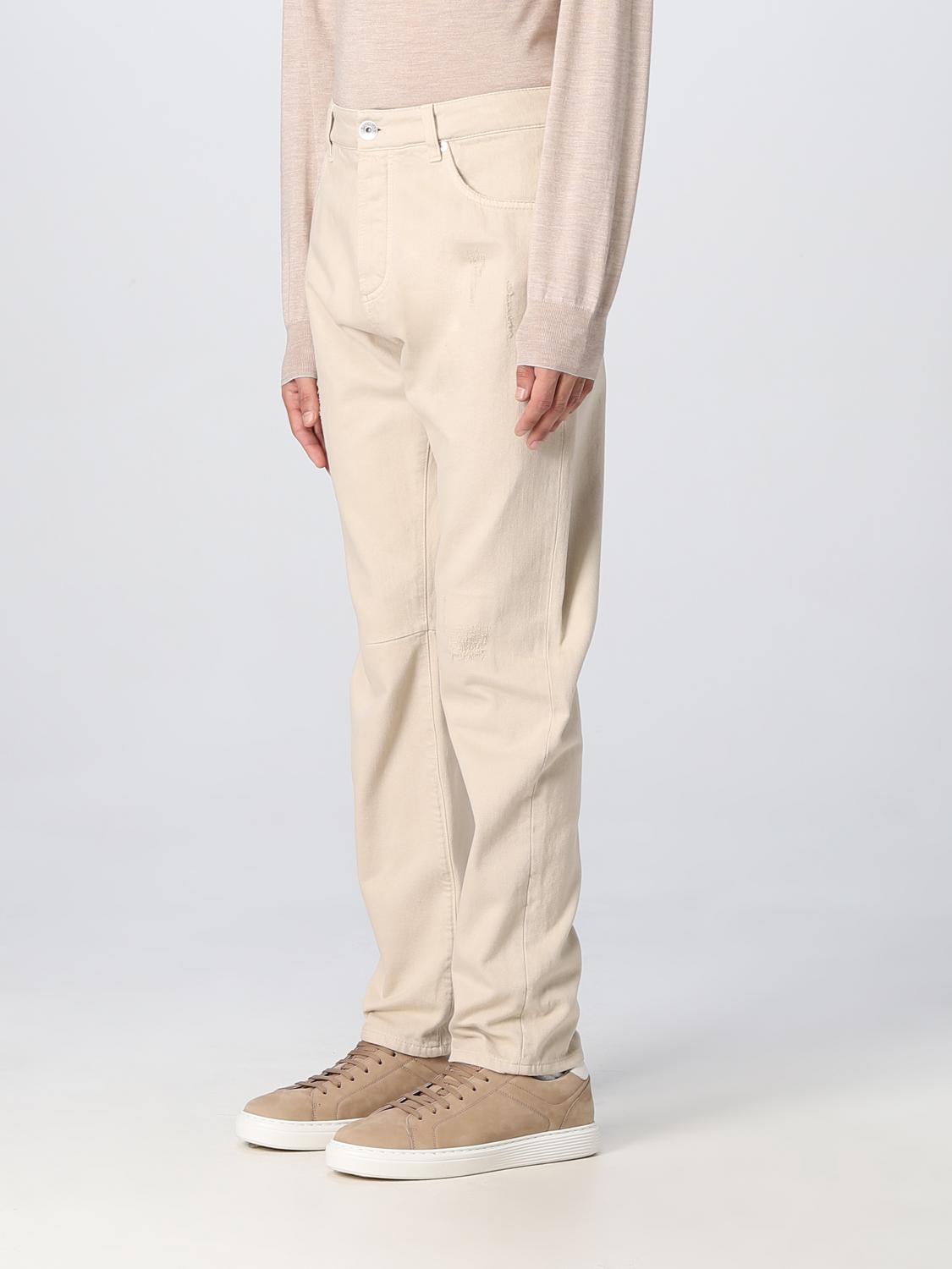 BRUNELLO CUCINELLI 팬츠: 팬츠 남성 Brunello Cucinelli, 옐로우 크림 - Img 4