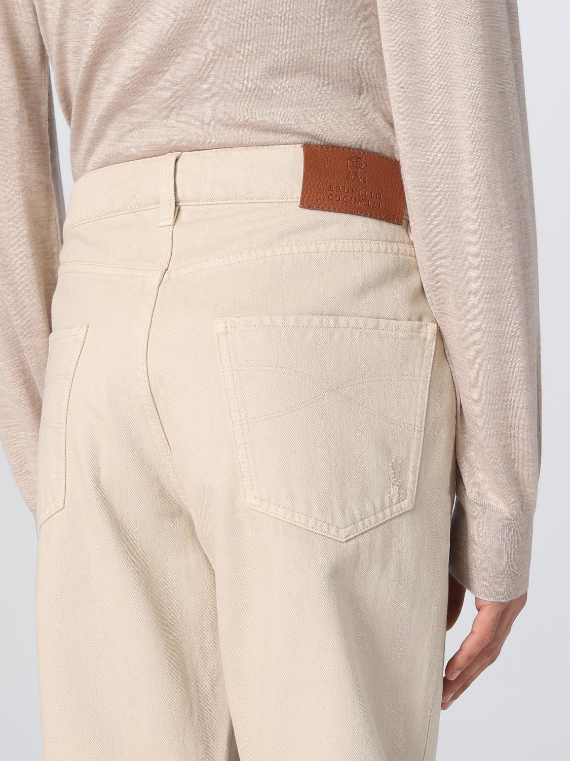 BRUNELLO CUCINELLI 팬츠: 팬츠 남성 Brunello Cucinelli, 옐로우 크림 - Img 5