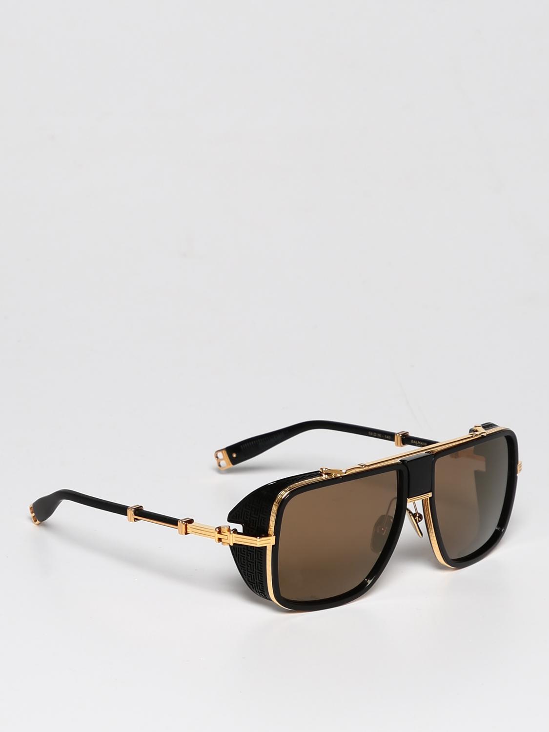 BALMAIN SUNGLASSES: Balmain O.R. sunglasses in 18 kt gold plated titanium, Gold - Img 1
