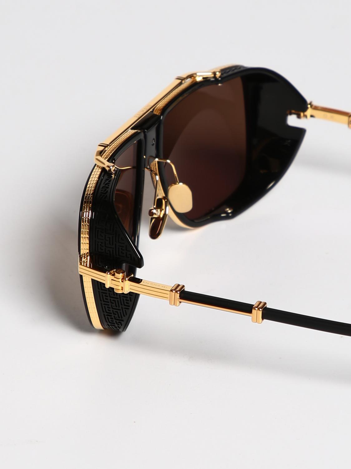 BALMAIN SUNGLASSES: Balmain O.R. sunglasses in 18 kt gold plated titanium, Gold - Img 4
