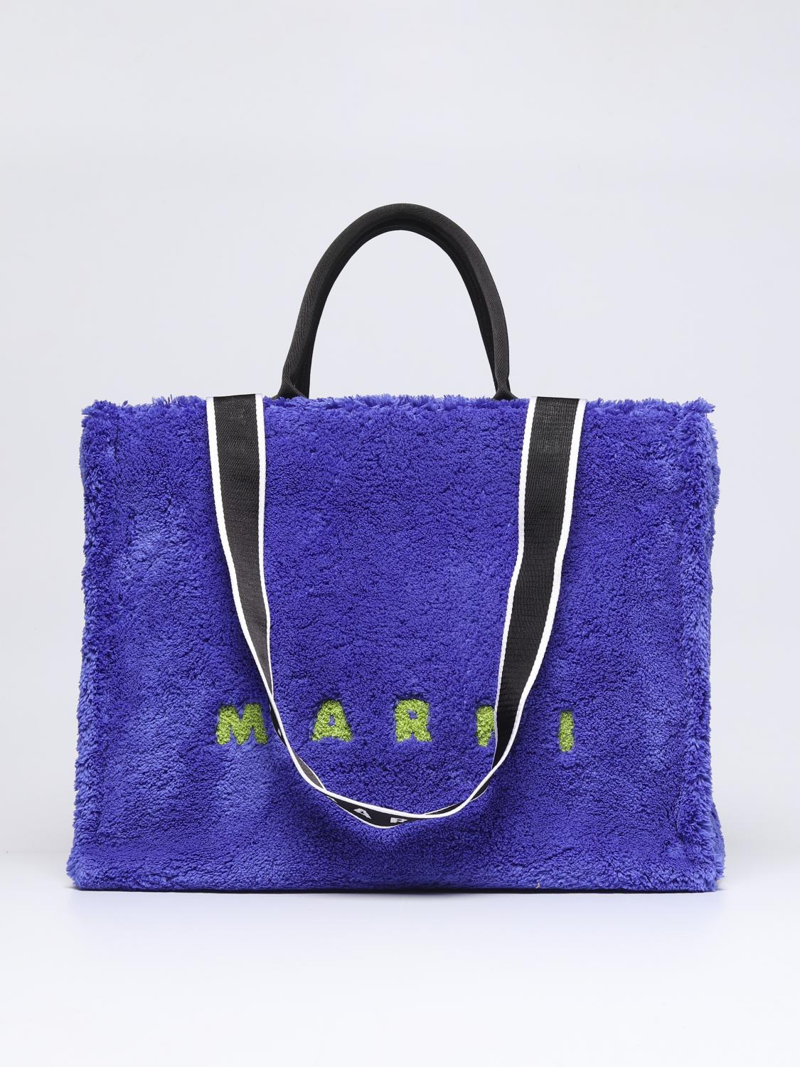 MARNI BAG: Terry Marni bag in synthetic fur, Sapphire - Img 1