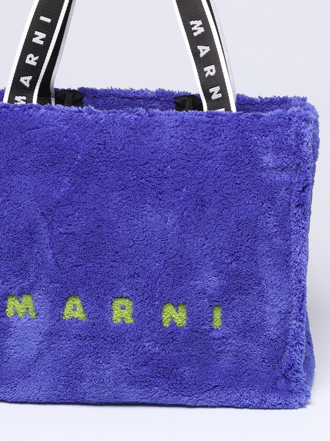 MARNI BAG: Terry Marni bag in synthetic fur, Sapphire - Img 3