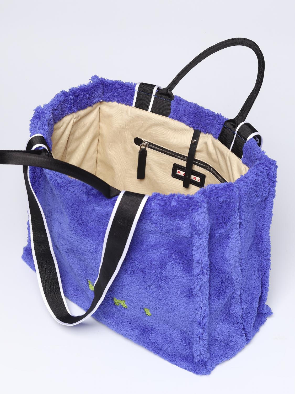 MARNI BAG: Terry Marni bag in synthetic fur, Sapphire - Img 4