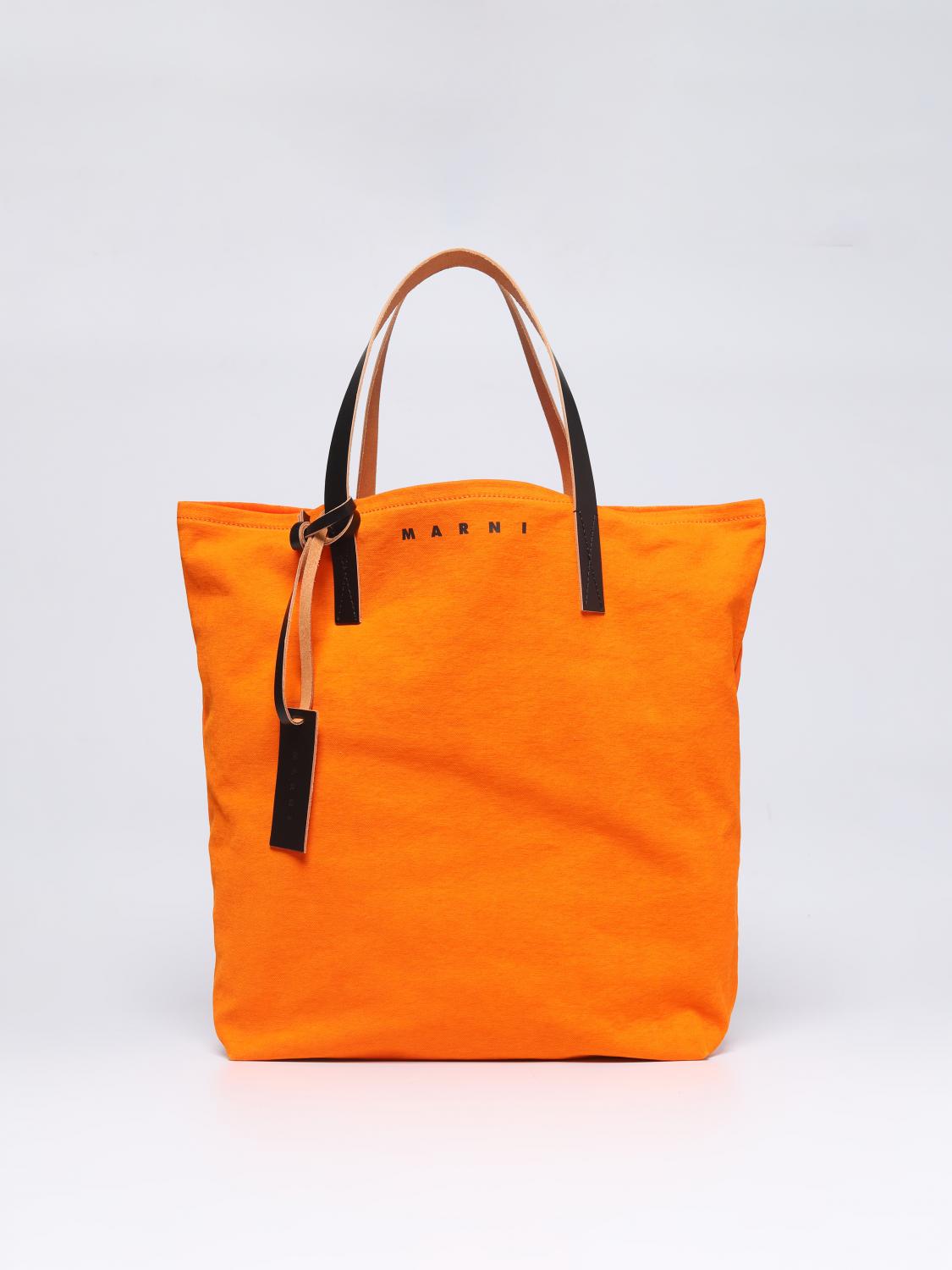 MARNI BAG: Marni bag in velvet and cotton, Orange - Img 1