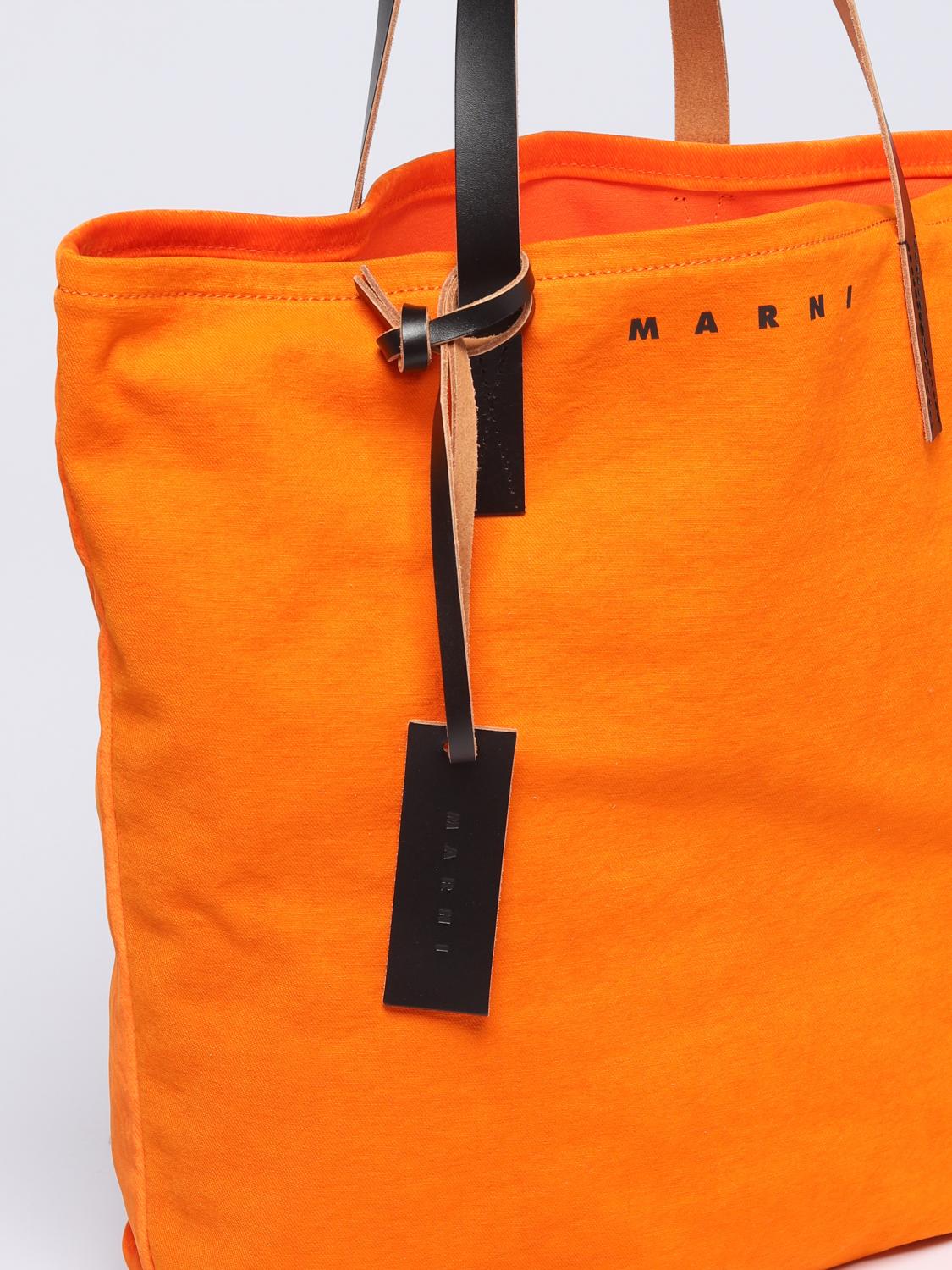 MARNI BAG: Marni bag in velvet and cotton, Orange - Img 3