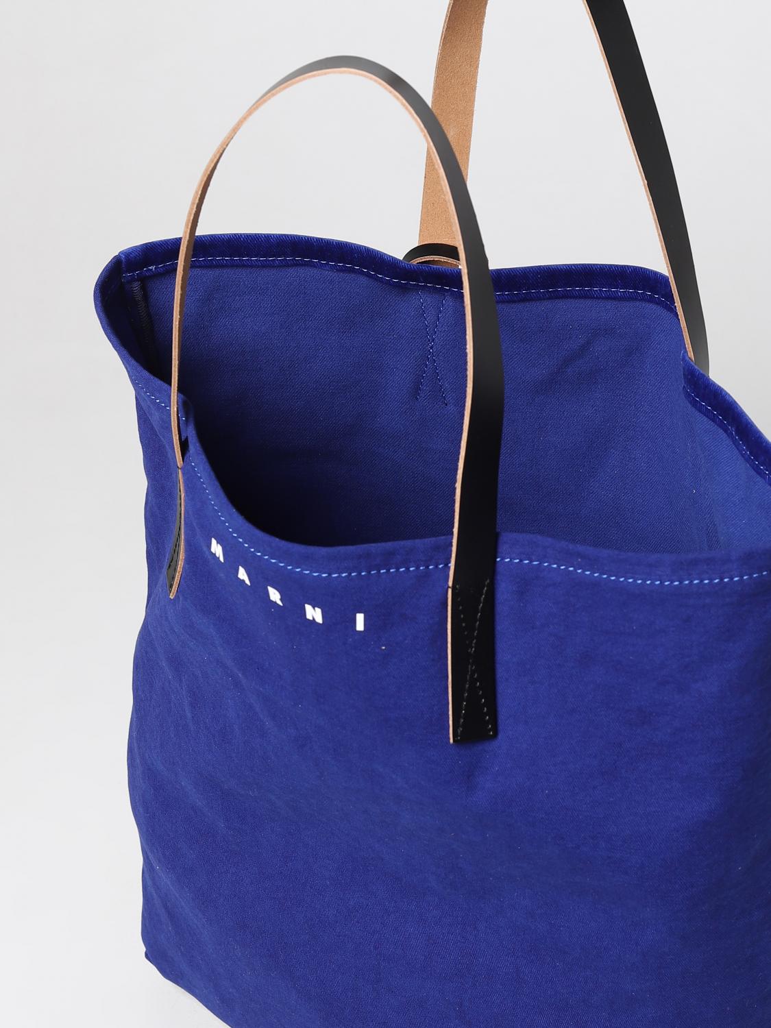 MARNI BORSA: Borsa Marni in velluto e cotone, Zaffiro - Img 4