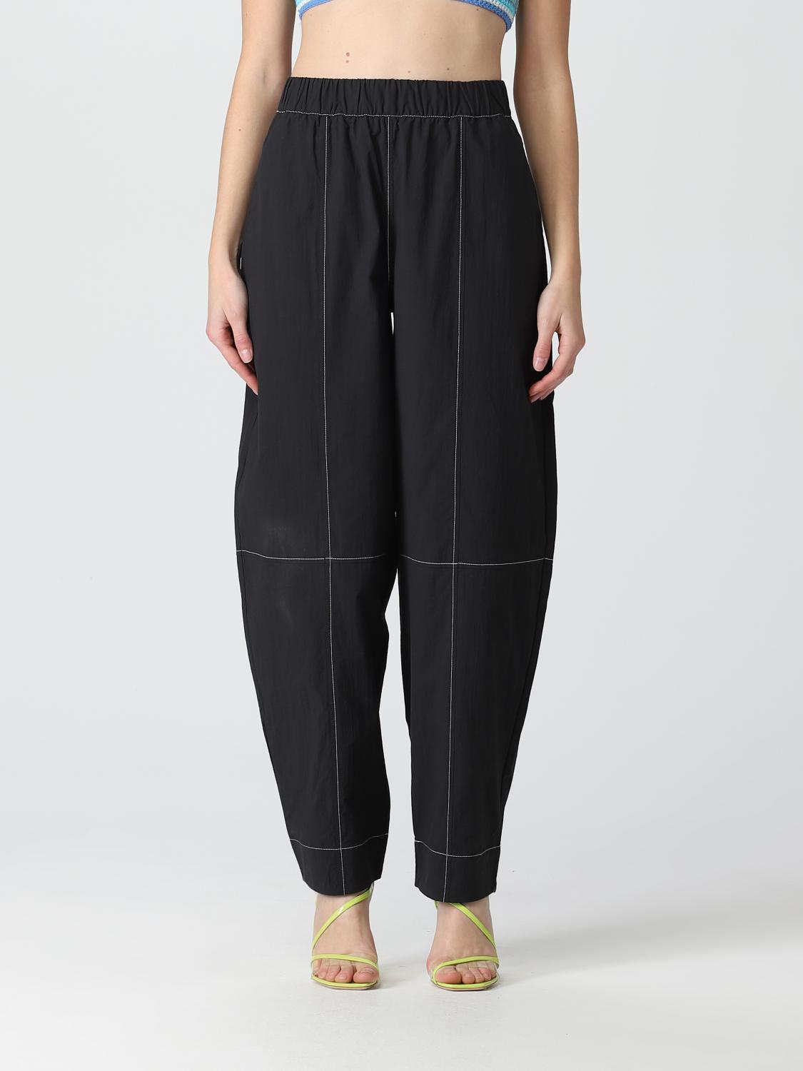 Ganni pants in cotton and nylon - Black | F6736 | GIGLIO.COM