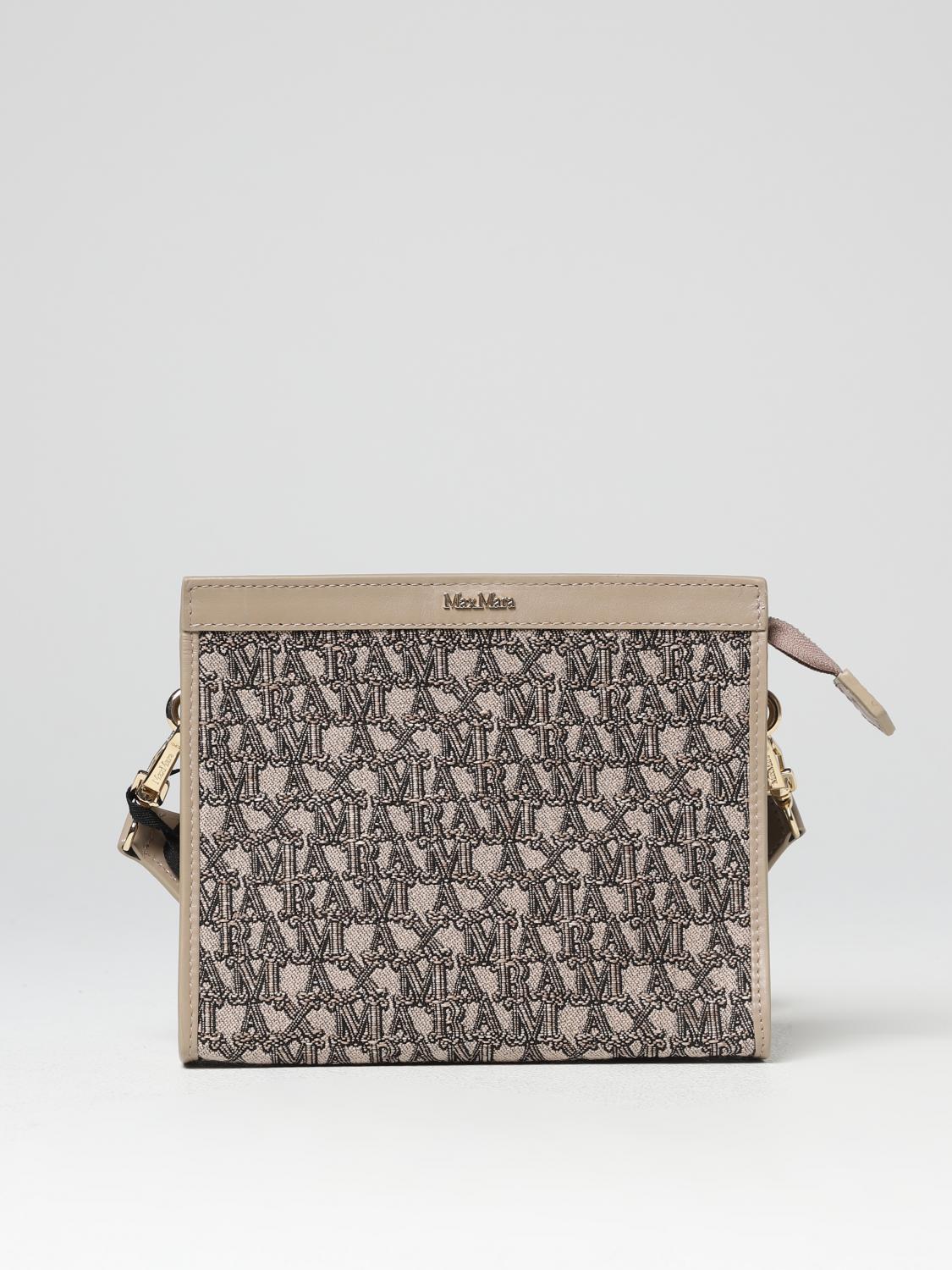 MAX MARA BORSA MINI: Borsa Max Mara in tessuto con logo jaquard, Cammello - Img 1