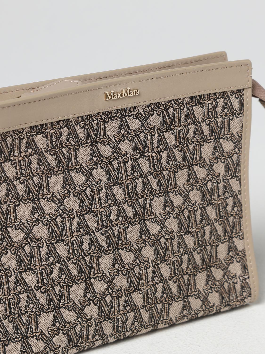 MAX MARA BORSA MINI: Borsa Max Mara in tessuto con logo jaquard, Cammello - Img 3