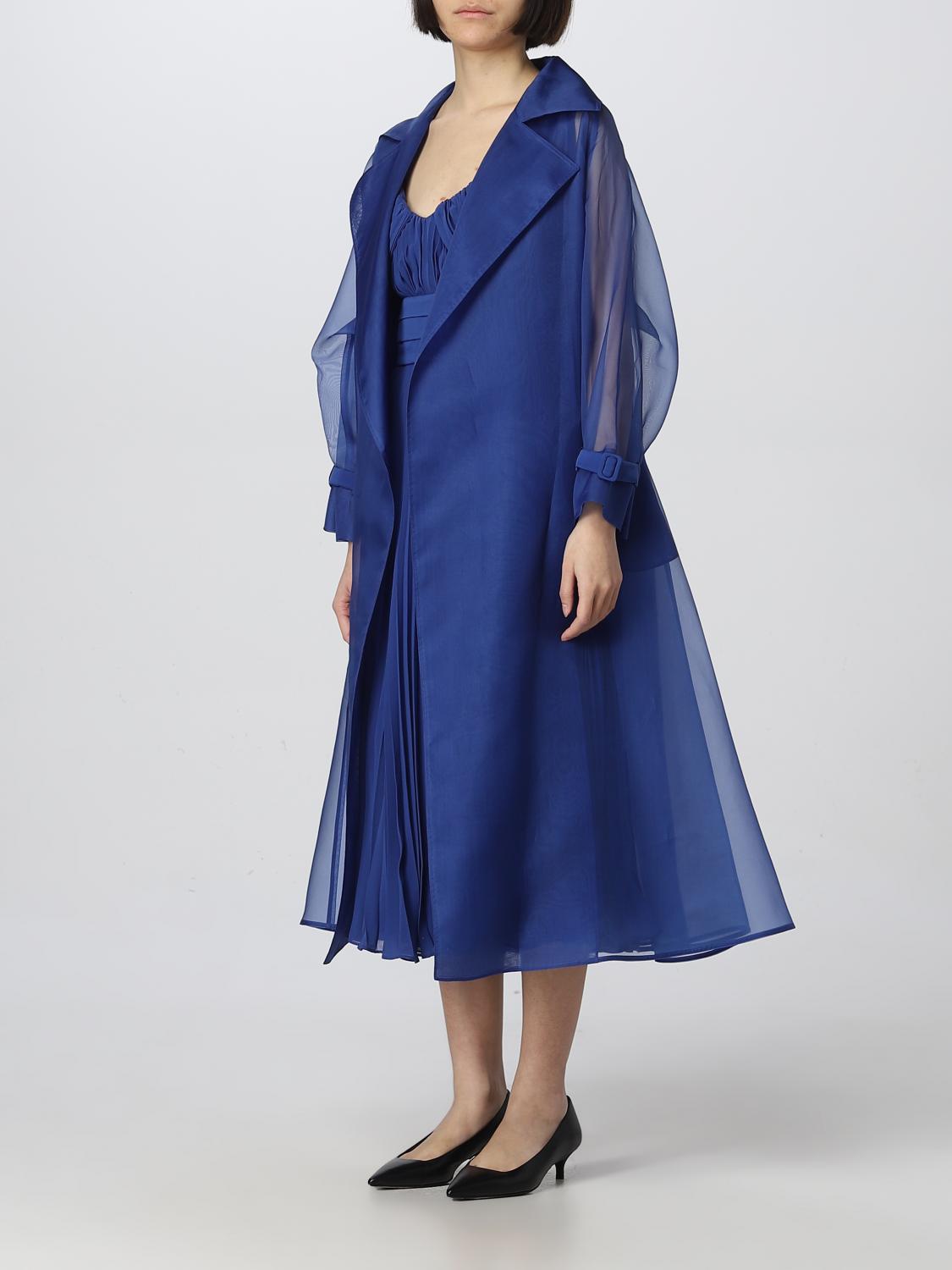 コート MAX MARA Woman Coat Gnawed Blue 2311210137600 030 Max Mara Outlet: silk coat - Gnawed Blue | Max Mara coat