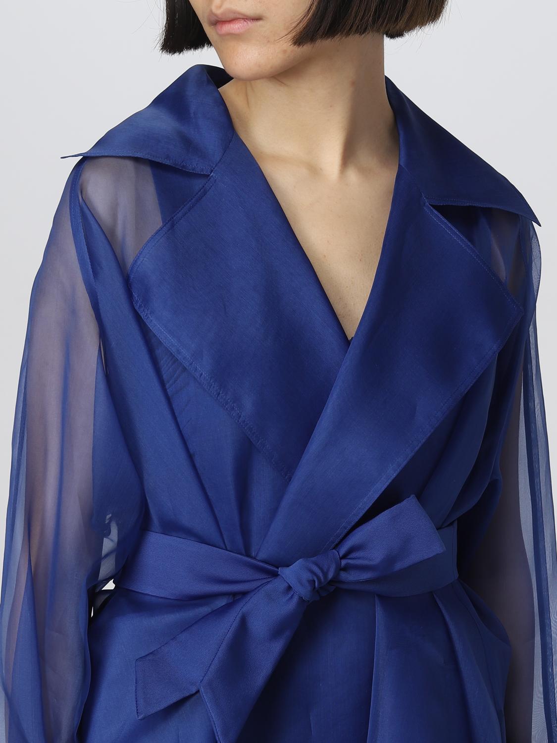 コート MAX MARA Woman Coat Gnawed Blue 2311210137600 030 Max Mara Outlet: silk coat - Gnawed Blue | Max Mara coat