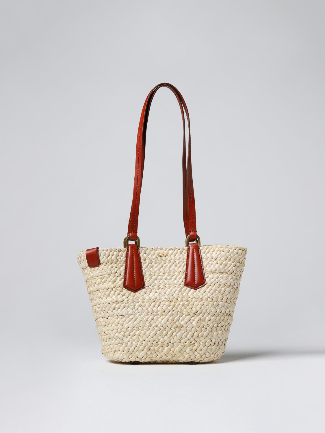 MAX MARA SHOULDER BAG: Max Mara bag woven straw bag, Sand - Img 1