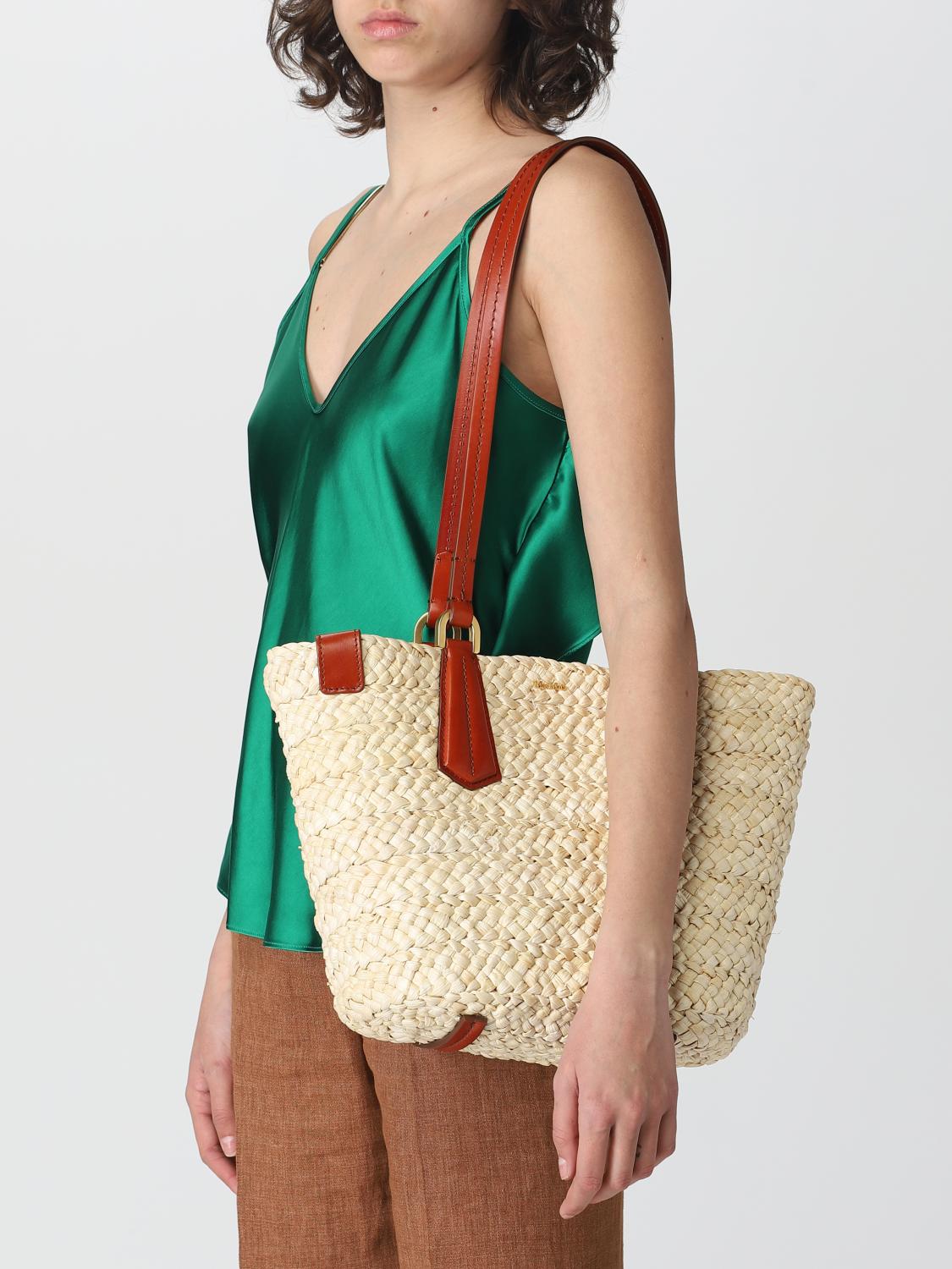 MAX MARA SHOULDER BAG: Max Mara bag woven straw bag, Sand - Img 2