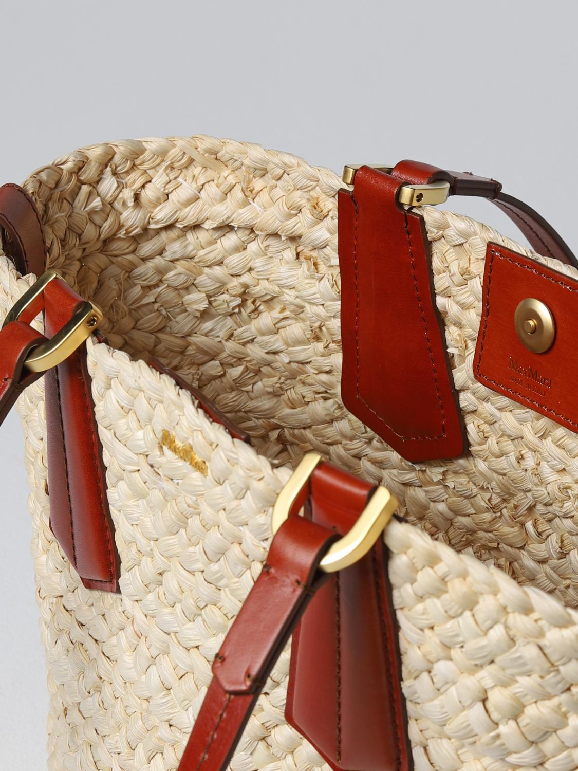 MAX MARA SHOULDER BAG: Max Mara bag woven straw bag, Sand - Img 5