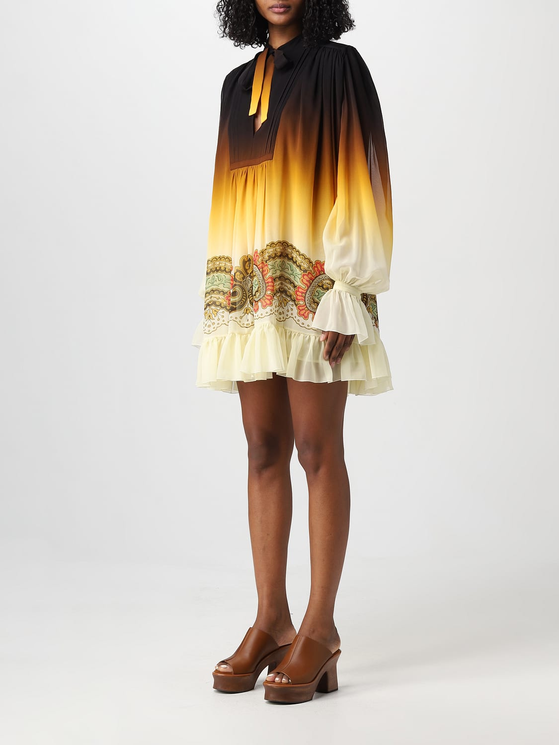 ETRO ABITO: Abito Etro in georgette di seta, Giallo - Img 3